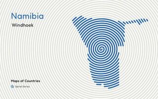kreativ Karte von Namibia, politisch Karte. windhuk. Hauptstadt. Welt Länder Vektor Karten Serie. Spiral, Fingerabdruck Serie