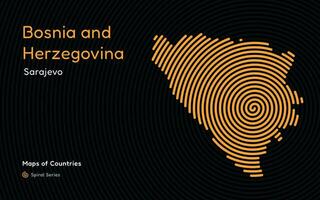 kreativ Karta av bosnien och hercegovina. politisk Karta. sarajevo. huvudstad. värld länder vektor Kartor serier. spiral fingeravtryck serier
