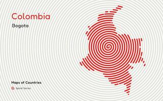 kreativ Karte von Kolumbien, politisch Karte. Bogotá. Hauptstadt. Welt Länder Vektor Karten Serie. Spiral, Fingerabdruck Serie