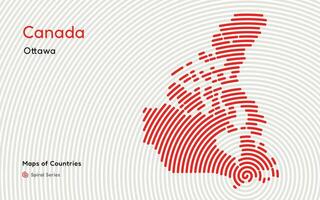 Vektor abstrakt Karte von Kanada mit ein kreisförmig gestalten und ein Fingerabdruck