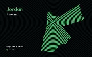 kreativ Karte von Jordanien. politisch Karte. Hauptstadt Ammann. Welt Länder Vektor Karten Serie. Spiral- Fingerabdruck Serie