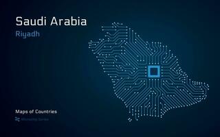 kreativ Karta av saudi arabien. politisk Karta. riyadh. huvudstad. värld länder vektor Kartor. mikrochip serier