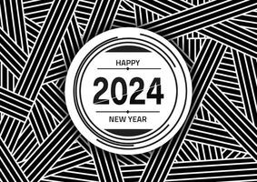modern Linie Kunst 2024 Logo Design im Vektor Illustration. glücklich Neu Jahr 2024 Typografie Design mit elegant Stil auf Weiß Hintergrund. minimal Konzept von 2024 Jahr Design mit Dreieck linear Linien.