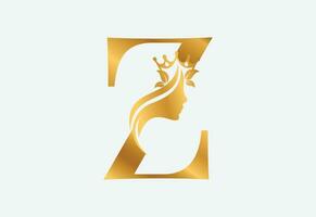 Beauty-Monogramm Buchstabe z Frau Silhouette Logo-Design vektor