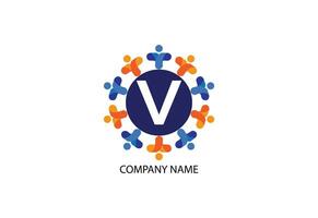 Menschen mit Brief v Logo Design Konzept Vorlage vektor
