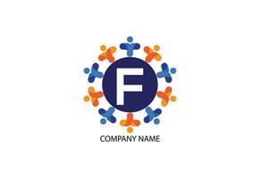 Menschen mit Brief f Logo Design Konzept Vorlage vektor