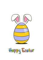 glücklich Ostern bunt Beschriftung mit Ostern Ei und Hase Ohren. Ostern Gruß Karte Konzept vektor