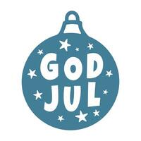 jul boll med stjärnor och glad jul text i svenska - Gud juli vektor