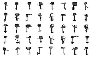 Außenborder Motor- Symbole einstellen einfach Vektor. Motor Boot vektor