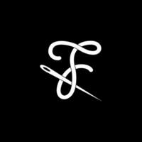 Brief f t einfach Faden Nadel Kurven Design Logo Vektor
