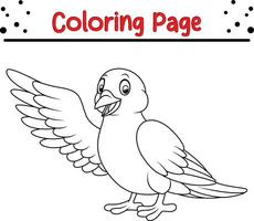 süß Taube Vogel Färbung Buchseite. schwarz und Weiß Vektor Illustration zum ein Färbung Buch.