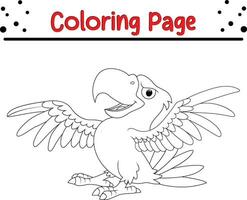 glücklich Papagei Vogel Färbung Buchseite. schwarz und Weiß Vektor Illustration zum ein Färbung Buch.