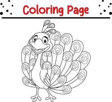 söt fågel färg sida. svart och vit vektor illustration för en färg bok.