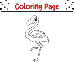 flamingo fågel färg sida för barn. vektor