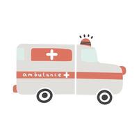 Hand gezeichnet Karikatur Transport Krankenwagen Illustration vektor