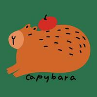 Hand gezeichnet süß Kinder- Karikatur Tier Illustration Capybara vektor