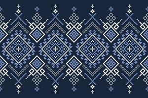 Indigo Marine Blau geometrisch traditionell ethnisch Muster Ikat nahtlos Muster Rand abstrakt Design zum Stoff drucken Stoff Kleid Teppich Vorhänge und Sarong aztekisch afrikanisch indisch indonesisch vektor