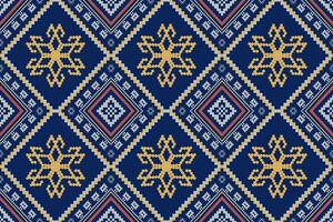 Indigo Marine Blau geometrisch traditionell ethnisch Muster Ikat nahtlos Muster Rand abstrakt Design zum Stoff drucken Stoff Kleid Teppich Vorhänge und Sarong aztekisch afrikanisch indisch indonesisch vektor