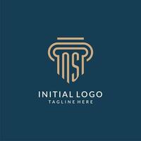 första ns pelare logotyp stil, lyx modern advokat Rättslig lag fast logotyp design vektor