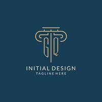 Initiale Brief gq Säule Logo, Gesetz Feste Logo Design Inspiration vektor