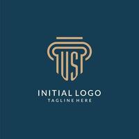 Initiale uns Säule Logo Stil, Luxus modern Anwalt legal Gesetz Feste Logo Design vektor