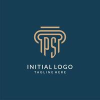 Initiale ps Säule Logo Stil, Luxus modern Anwalt legal Gesetz Feste Logo Design vektor