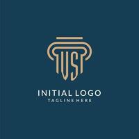 första mot pelare logotyp stil, lyx modern advokat Rättslig lag fast logotyp design vektor