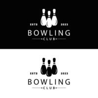 Bowling Sport Verein Logo, Bowling Ball und Stift Design Vektor Turnier Schablone Illustration