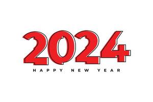 Lycklig ny år 2024 röd typografi text logotyp design vektor