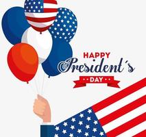 Happy Presidents Day mit Ballons Helium der Flagge usa vektor