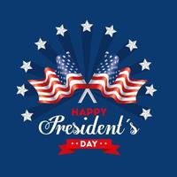 Happy Presidents Day mit Flaggen USA und Sternen vektor