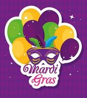 Mardi Gras Maske und Ballons Vektordesign vektor