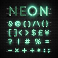 Hög detaljerad neon typsnitt set, vektor illustration