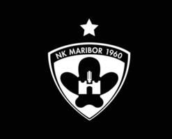 maribor klubb logotyp symbol vit slovenien liga fotboll abstrakt design vektor illustration med svart bakgrund