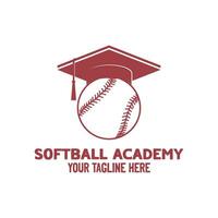 das Abschluss Toga Hut mit Baseball weicher Ball oder Tennis Ball zum Sport Kurs Bildung Schule Akademie Logo Design vektor