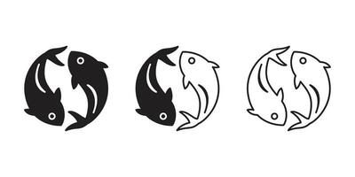 Fisch Vektor Symbol Hai Lachs Thunfisch Charakter Karikatur Symbol Illustration Gekritzel Design
