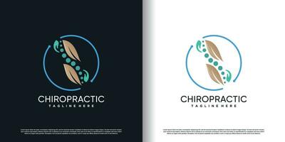 Massage Logo Design zum zurück Knochen Therapie mit kreativ Element Prämie Vektor