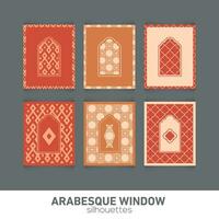 Arabeske Fenster Silhouetten. Vektor Symbol traditionell islamisch Bögen. Arabisch traditionell die Architektur. Ramadan kareem Design Element. geometrisch Ornament Arabisch Muster.