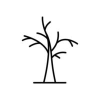 död- träd ikon. enkel översikt stil. torr träd, bladlös, trunk, gammal trä, natur begrepp. tunn linje symbol. vektor illustration isolerat.