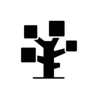 Baum Symbol. einfach solide Stil. Wald Anlage, Stamm. Blatt, Verzweigung Baum, Zweig, Natur Konzept. Silhouette, Glyphe Symbol. Vektor Illustration isoliert.