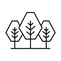 Wald Baum Symbol. einfach Gliederung Stil. Natur Wald Landschaft, draussen, Eiche, Stamm, Pflanze Konzept. dünn Linie Symbol. Vektor Illustration isoliert.