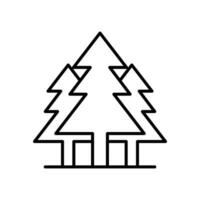 Kiefer Baum Symbol. einfach Gliederung Stil. drei Bäume, Tanne, immergrün, Wald Konzept. dünn Linie Symbol. Vektor Illustration isoliert.