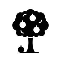 orange träd ikon. enkel fast stil. frukt träd, mat, natur, lantbruk begrepp. silhuett, glyf symbol. vektor illustration isolerat.