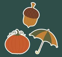 fallen und Herbst Jahreszeit Urlaub Symbol Vektor Künste. Objekte und Sachen um Oktober Herbst Jahreszeit mit orange, braun, und Grün natürlich Farbe ähnlich fallen Jahreszeit