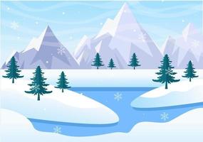 Weihnachtswinterlandschaft und Neujahrshintergrundvektorillustration vektor