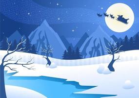 Weihnachtswinterlandschaft und Neujahrshintergrundvektorillustration vektor