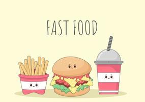 Satz Burger, Cola und Pommes-Fast-Food-Hintergrundvektor vektor