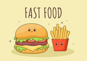 Satz Burger, Cola und Pommes-Fast-Food-Hintergrundvektor vektor