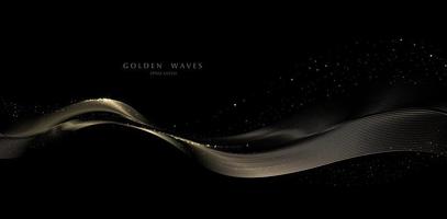 goldener Wellenhintergrund, luxuriöse goldene Linien vektor