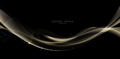 gyllene vågbakgrund, lyxiga guldlinjer vektor